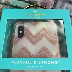 New Kate Spade iPhone X 10 Case Pink Chevron